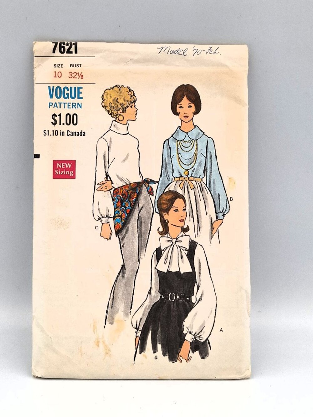 Vogue Vintage blouse pattern Size 10 - 32 1/2 Inch bust